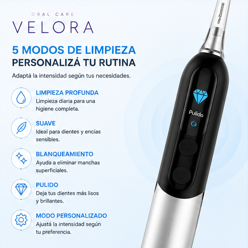 Cepillo Dental Eléctrico Velora - 5 modos de limpieza