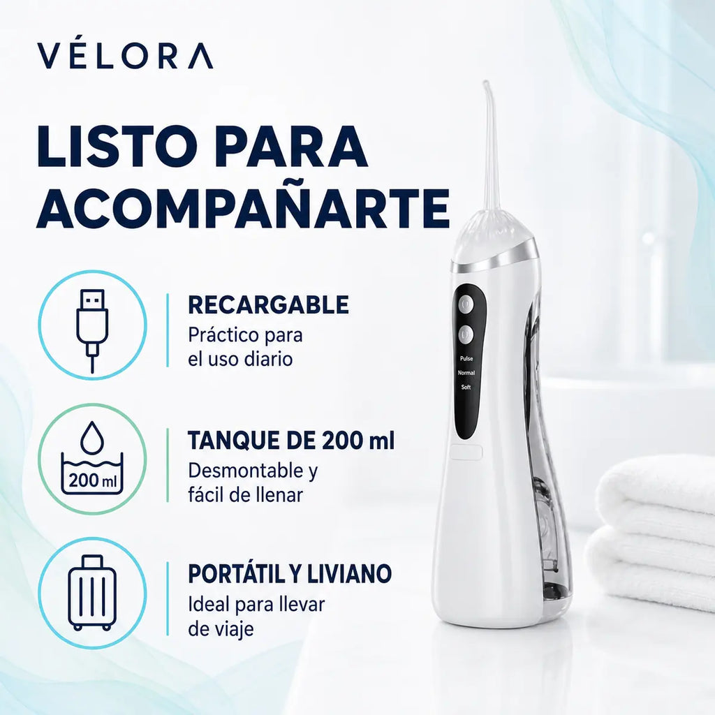 Irrigador Velora - liviano, portátil y recargable