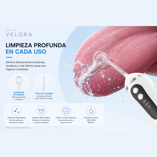 Irrigador Dental Portátil Velora - limpiador de lengua